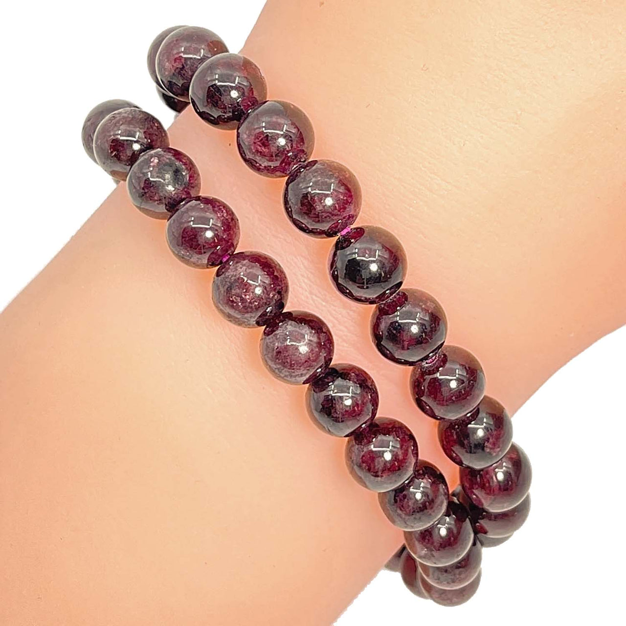 Garnet 8mm Beaded Bracelet #SK6782 - $32