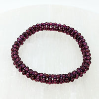 Thumbnail for Garnet Beaded 7’ Woven Bracelet #LV2439 with elegant purple glass beads