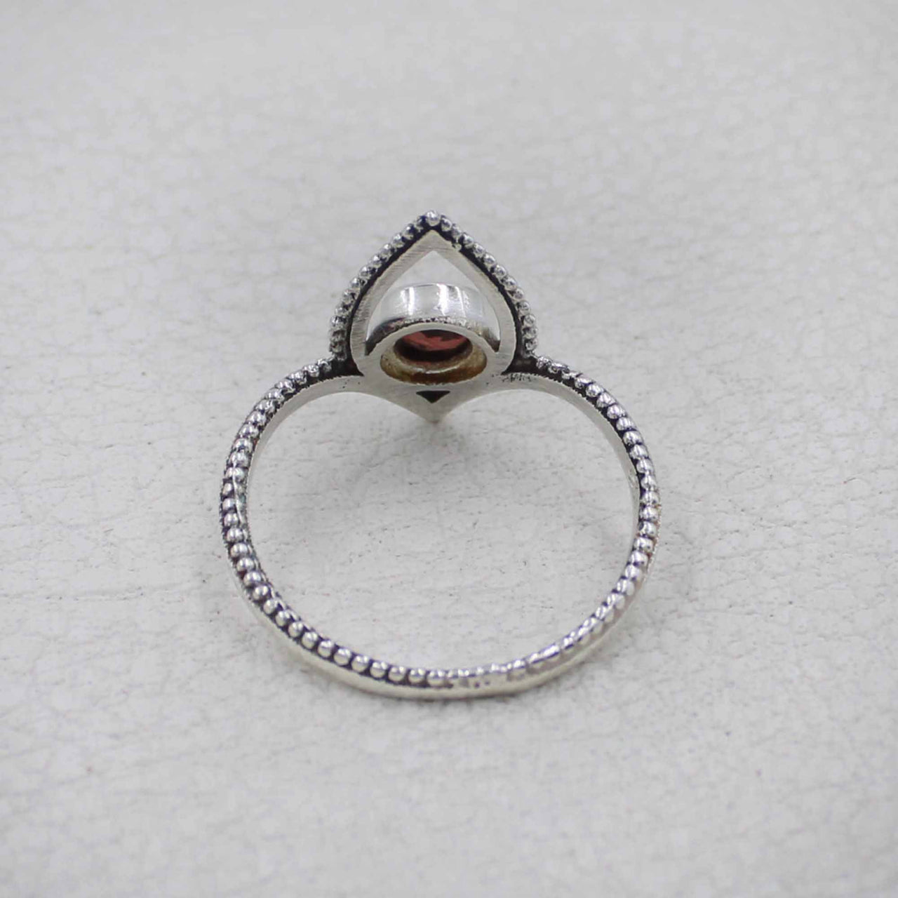 Garnet faceted lotus style sterling silver ring #BC0406