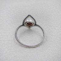 Garnet faceted lotus style sterling silver ring #BC0406