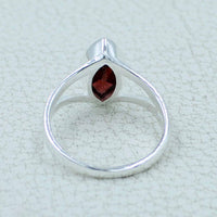 Garnet faceted marquise sterling silver ring BC0411
