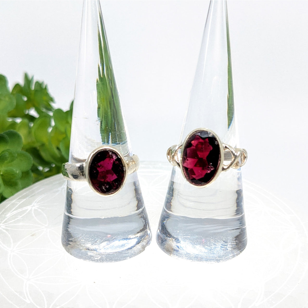 Garnet Faceted Oval Ring #LV6860 - $68