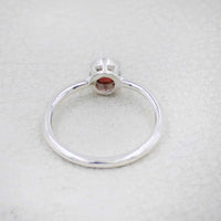 Sleek silver Garnet Faceted Simple Sterling Ring #BC0408 with red gemstone