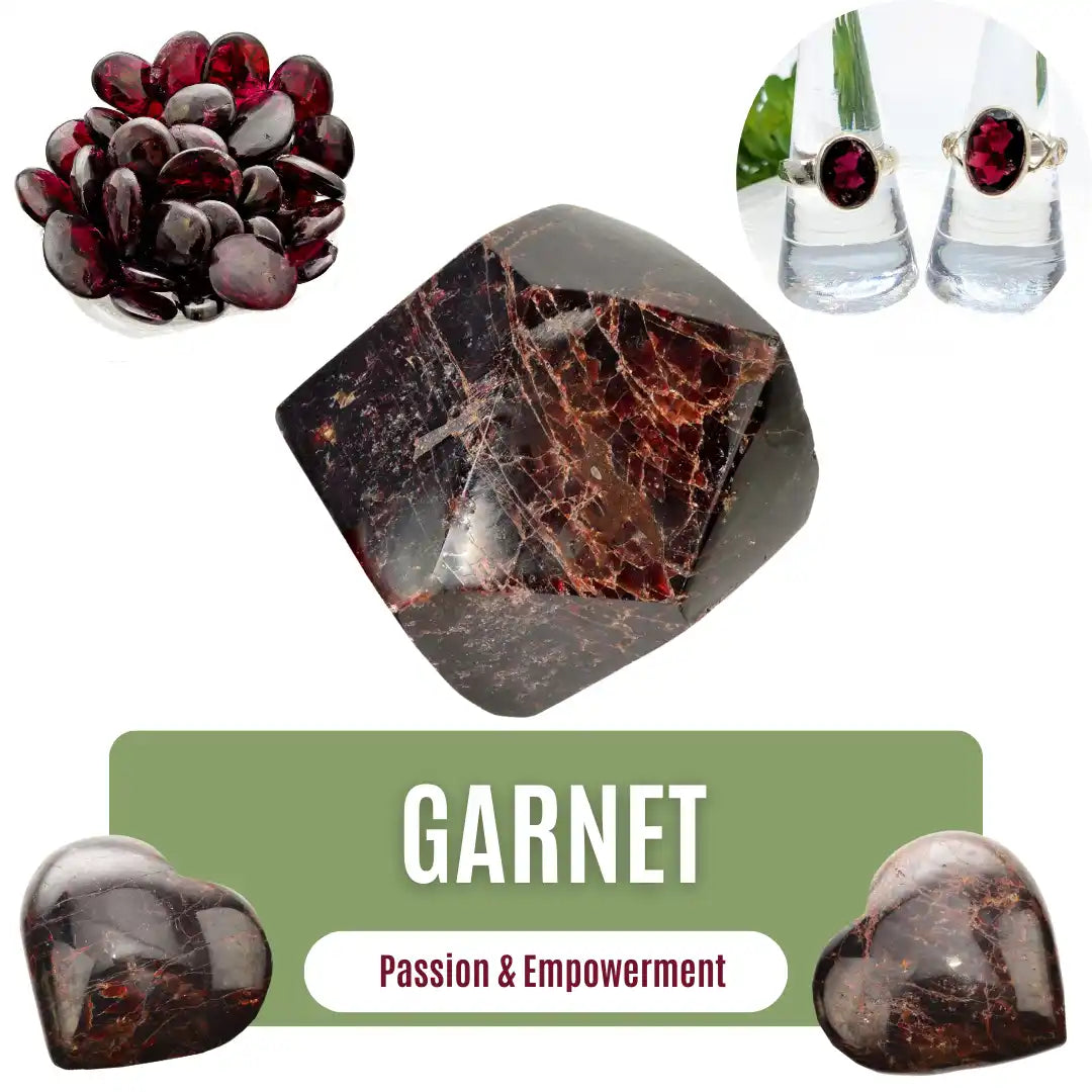 Garnet gemstone collection.