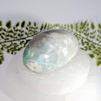 Garnierite 3.2 inch pebble #BC1240 aquamarine crystal on quartz plate