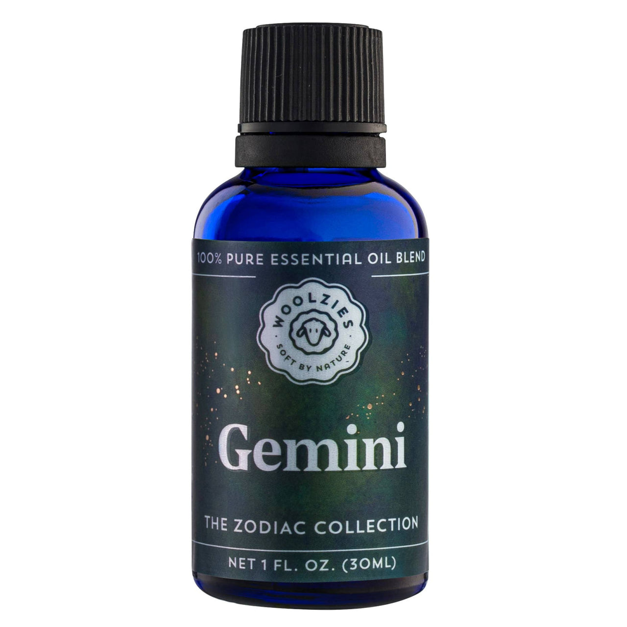 Gemini Zodiac Essential Oil Blend 1oz blue glass bottle by Woolzies