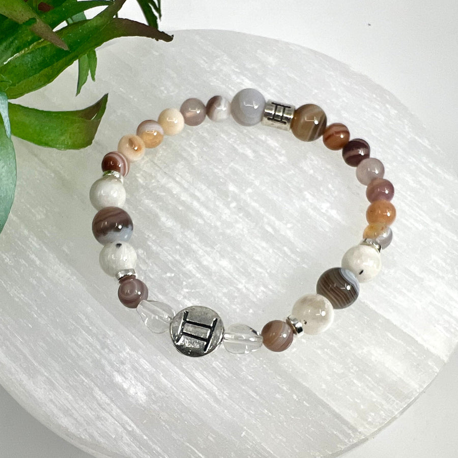 Beaded Gemini Zodiac bracelet with ladder charm jewelry astrology sign accessory