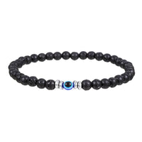 Black lava bead protection bracelet with gemstone evil eye and evil eye protection accent