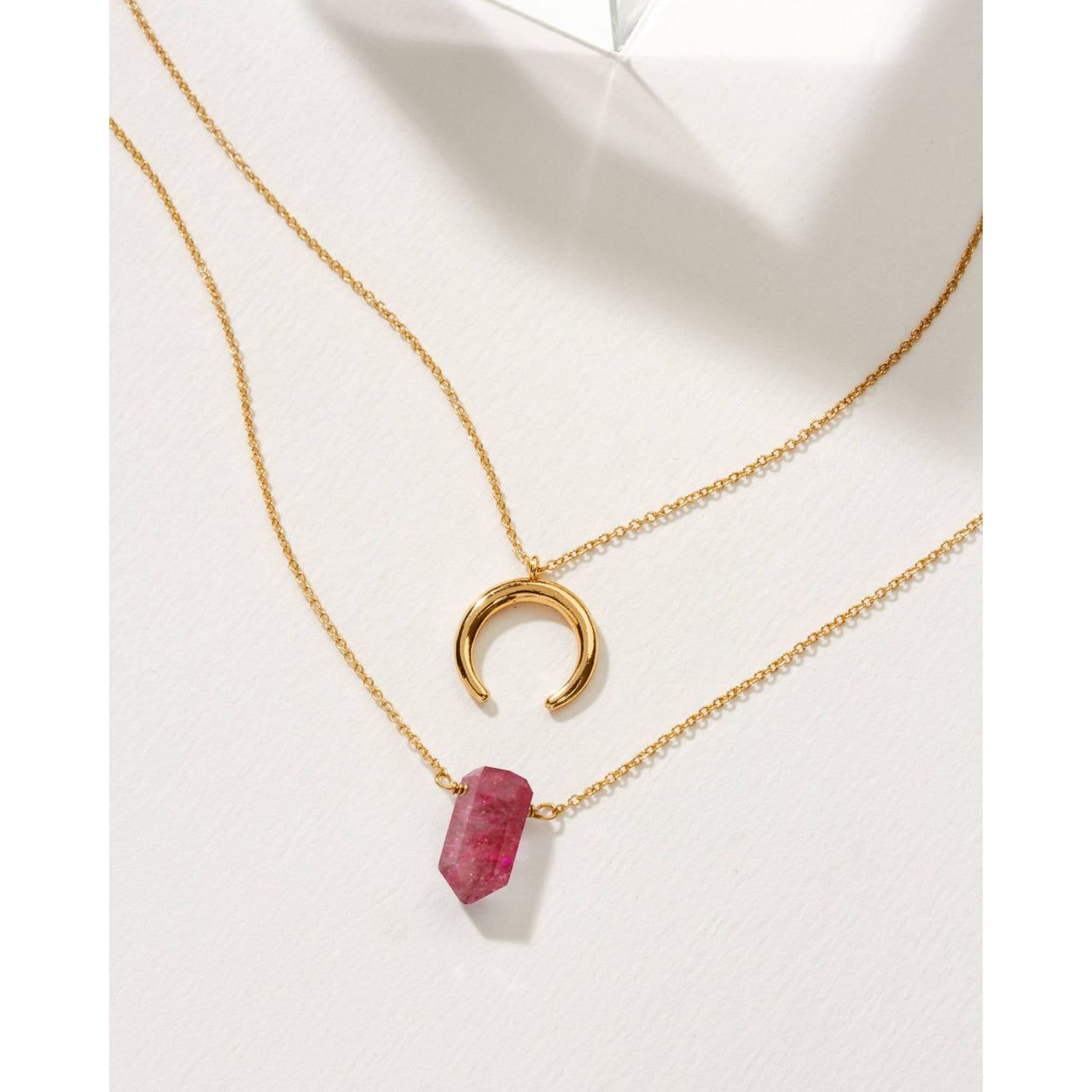 Gemstone Point Necklace Set- Ruby #LV9101 - $64
