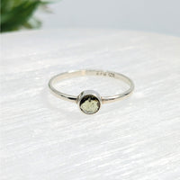 Thumbnail for Genuine Moldavite Faceted Round Sterling Silver Ring