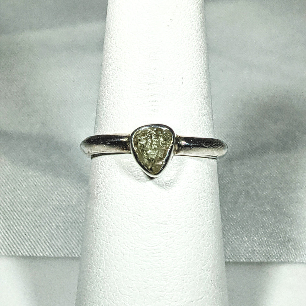 Genuine Moldavite Rough Stone Sterling Silver Ring #J804