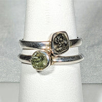 Thumbnail for Genuine Moldavite Rough Stone Sterling Silver Ring #J804