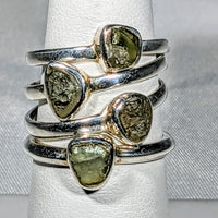 Thumbnail for Genuine Moldavite Rough Stone Sterling Silver Ring #J804