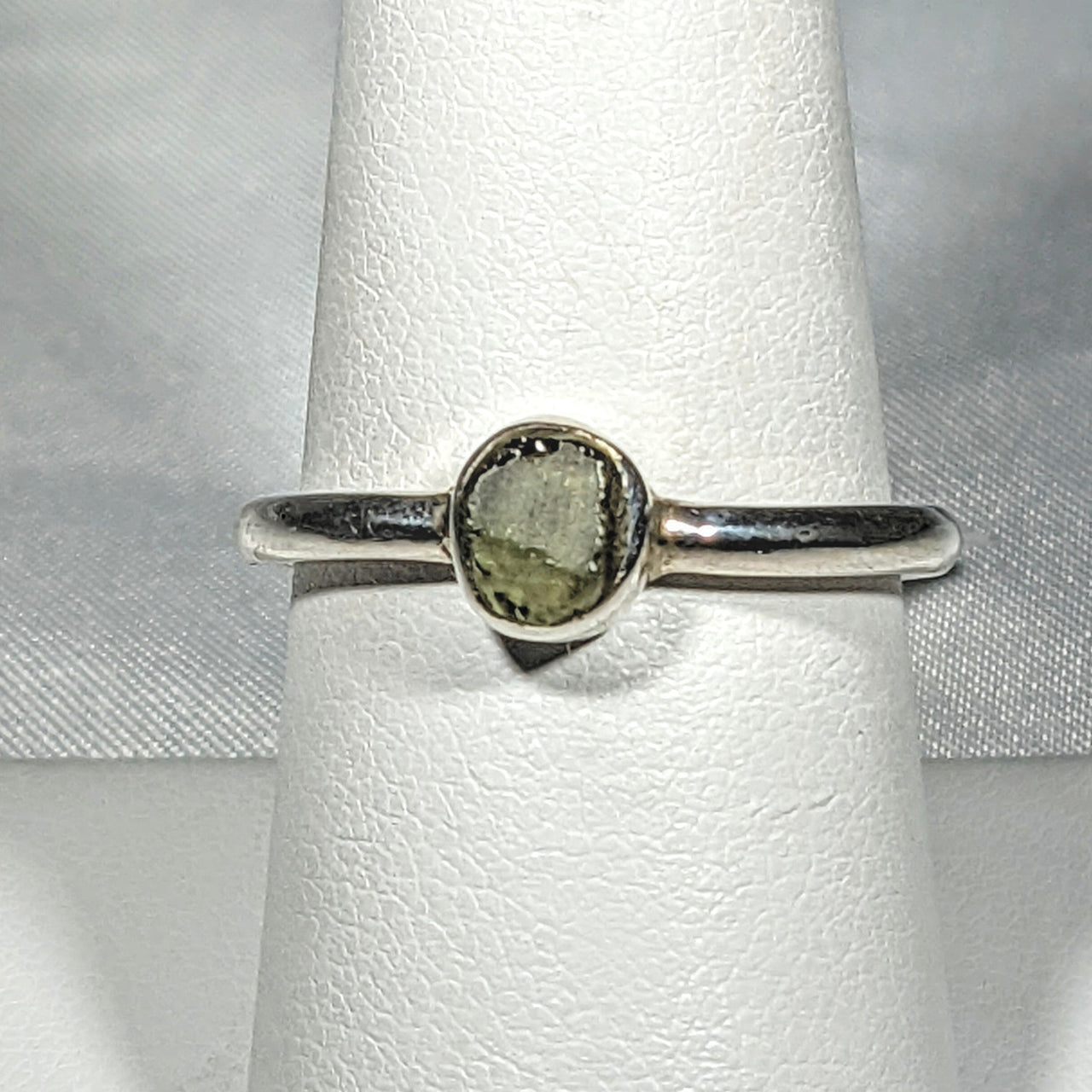 Genuine Moldavite Rough Stone Sterling Silver Ring #J804