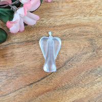 Translucent angel pendant made of Girasol Quartz displayed in product Girasol Quartz Angel Pendant
