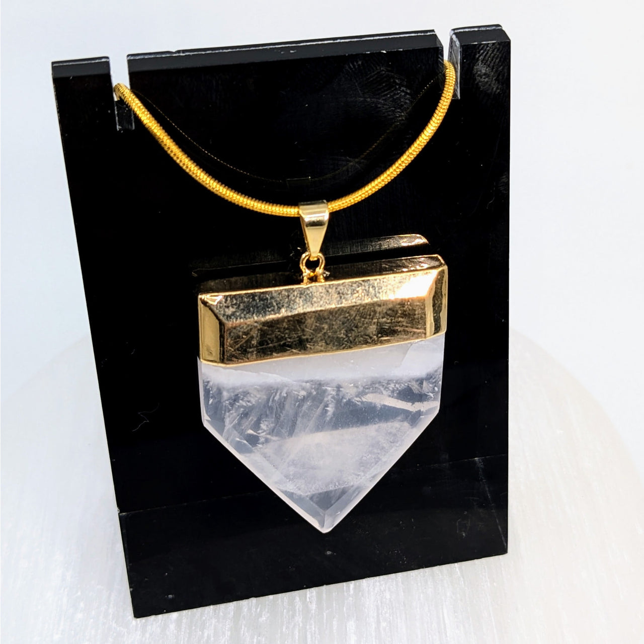 Girasol Quartz 1.6’’ Flat Point Pendant Gold #LV6527 - $68