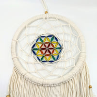 Thumbnail for Glass Flower of Life 11’’ Crochet Dreamcatcher #LV6584 - $45