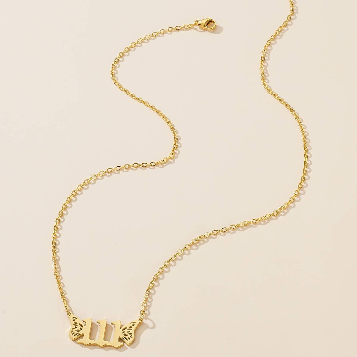 Gold-colored necklace with 111 pendant from Gold Angel Number Necklace LV7398