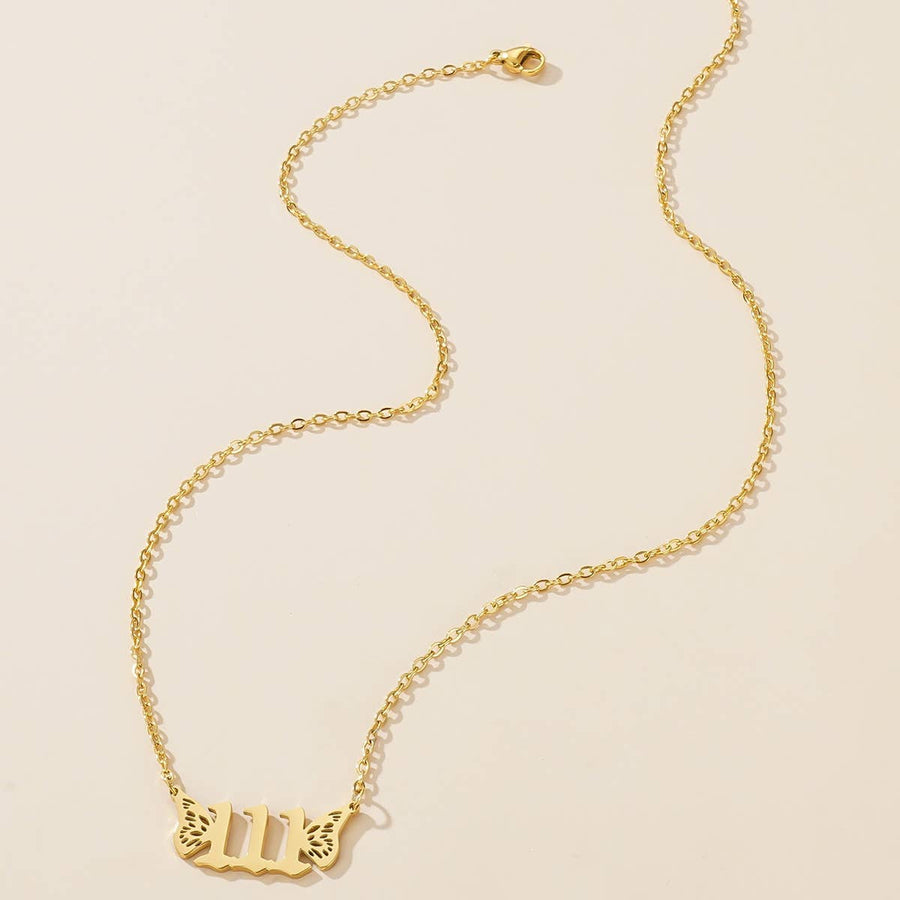 Gold-colored necklace with 111 pendant from Gold Angel Number Necklace LV7398