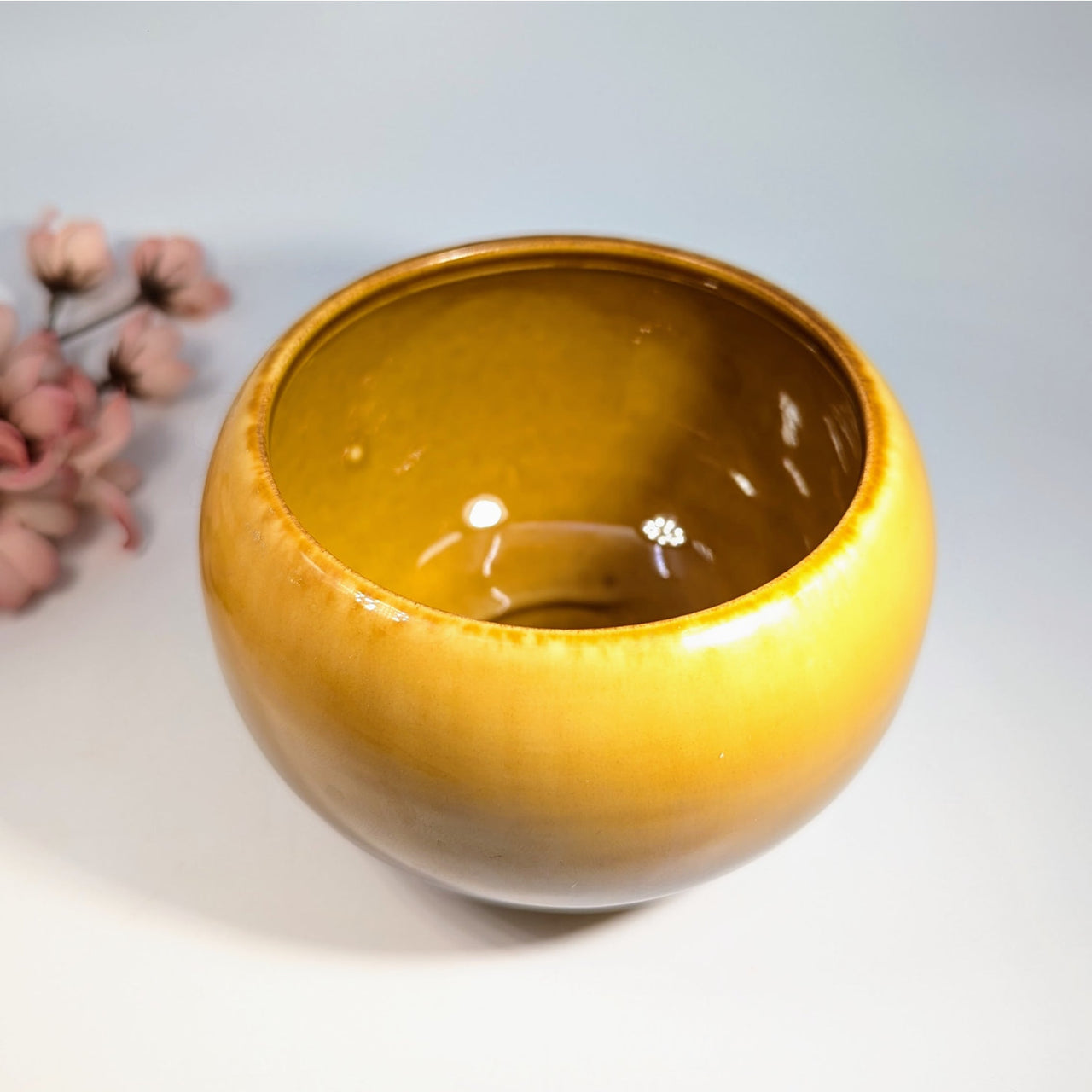 Gold Ceramic 3.8’’ Incense Smudge Bowl with glossy yellow gradient finish
