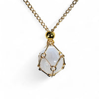 Gold Crystal Holder Necklace 23’’ - (One stone included)