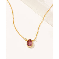 Gold Delicate Gemstone Necklace- Ruby #LV9102 - $39