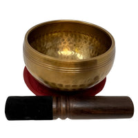 Golden hammered brass 4’’ singing bowl with wood mallet LV9049