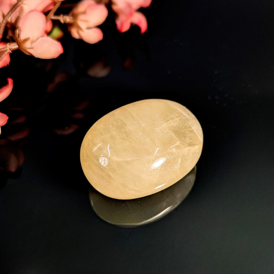 Gold Optical Calcite 1.75’’ Palm Stone #LV8959 - $50
