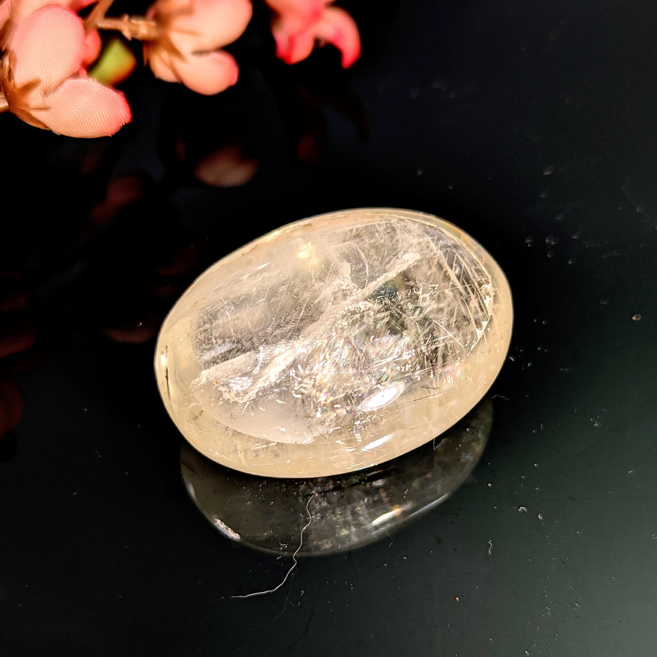 Gold Optical Calcite 1.9’’ Palm Stone #LV8960 - $55