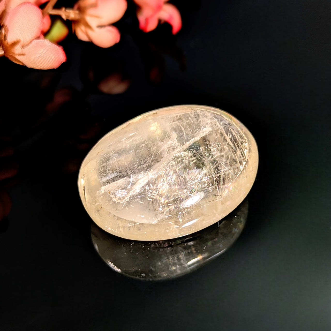Gold Optical Calcite 1.9’’ Palm Stone #LV8960 - $55