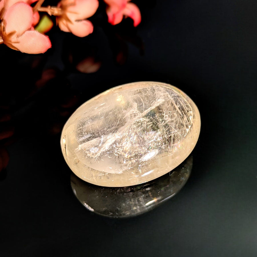 Gold Optical Calcite 1.9’’ Palm Stone #LV8960 - $55