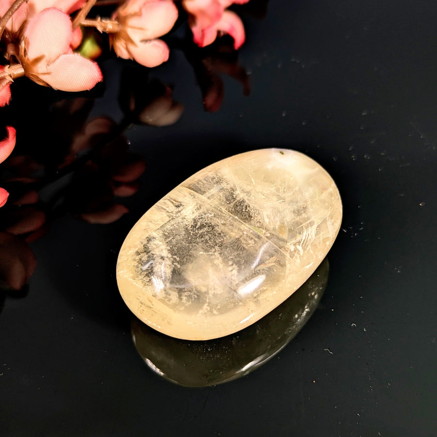 Gold Optical Calcite 2’’ Palm Stone #LV8957 - $55