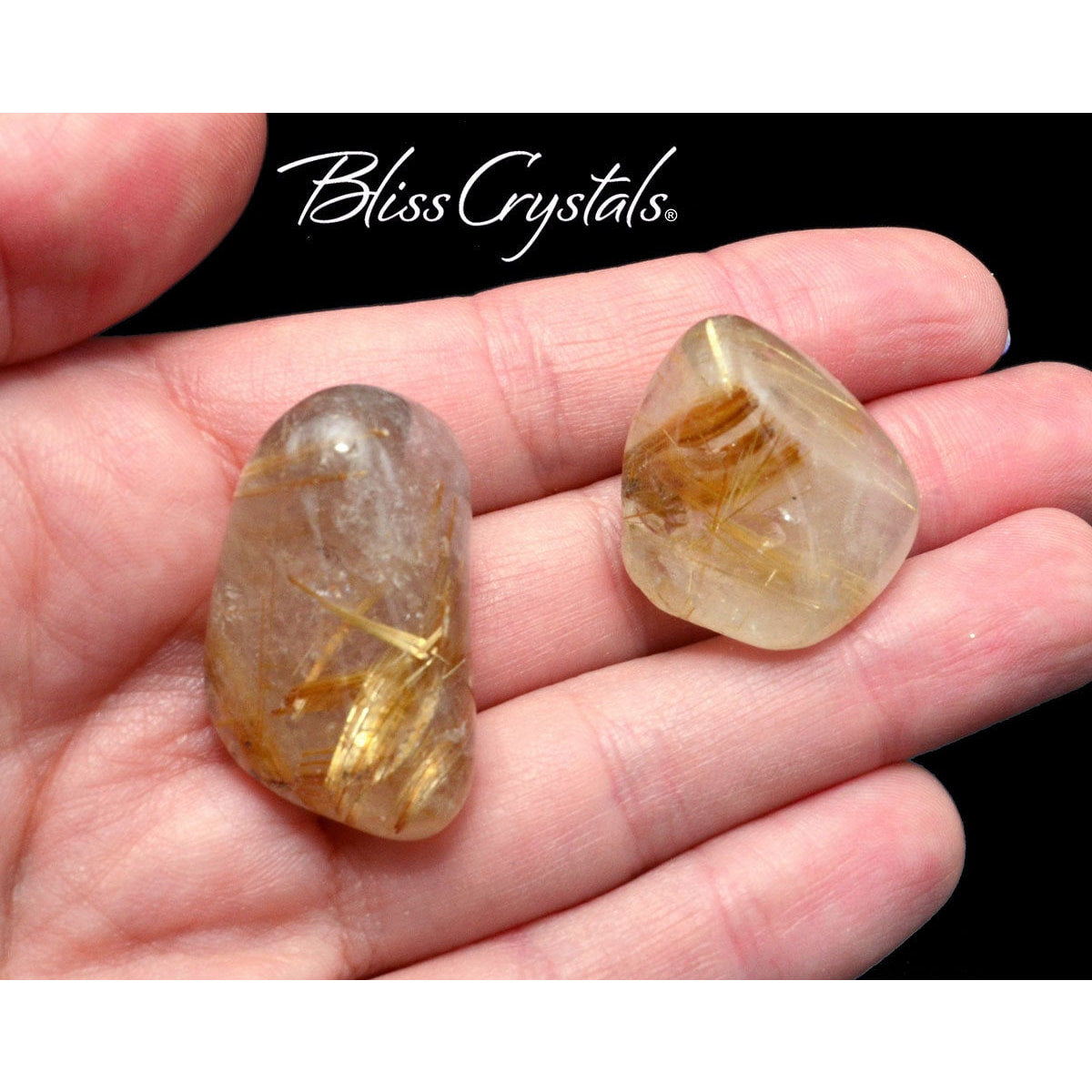 1 Large Gold RUTILATED QUARTZ Tumbled Stone for Positive 