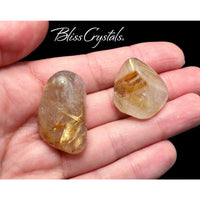 Thumbnail for 1 Large Gold RUTILATED QUARTZ Tumbled Stone for Positive 