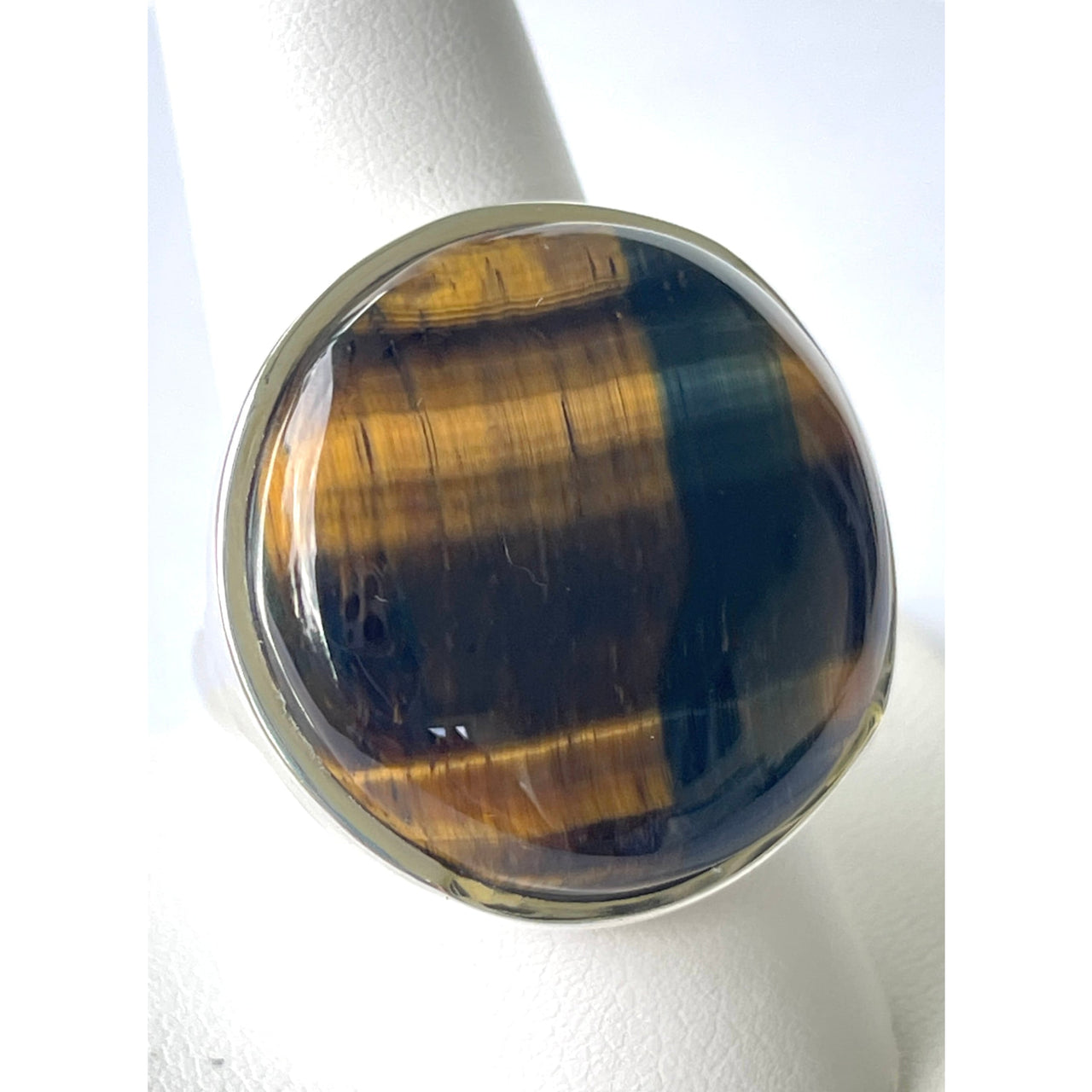 Gold Tiger’s Eye Ring in Silver, Size 7 - Elegant and Stylish Jewelry for Any Occasion