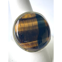 Thumbnail for Gold Tiger’s Eye Ring in Silver, Size 7 - Elegant and Stylish Jewelry for Any Occasion