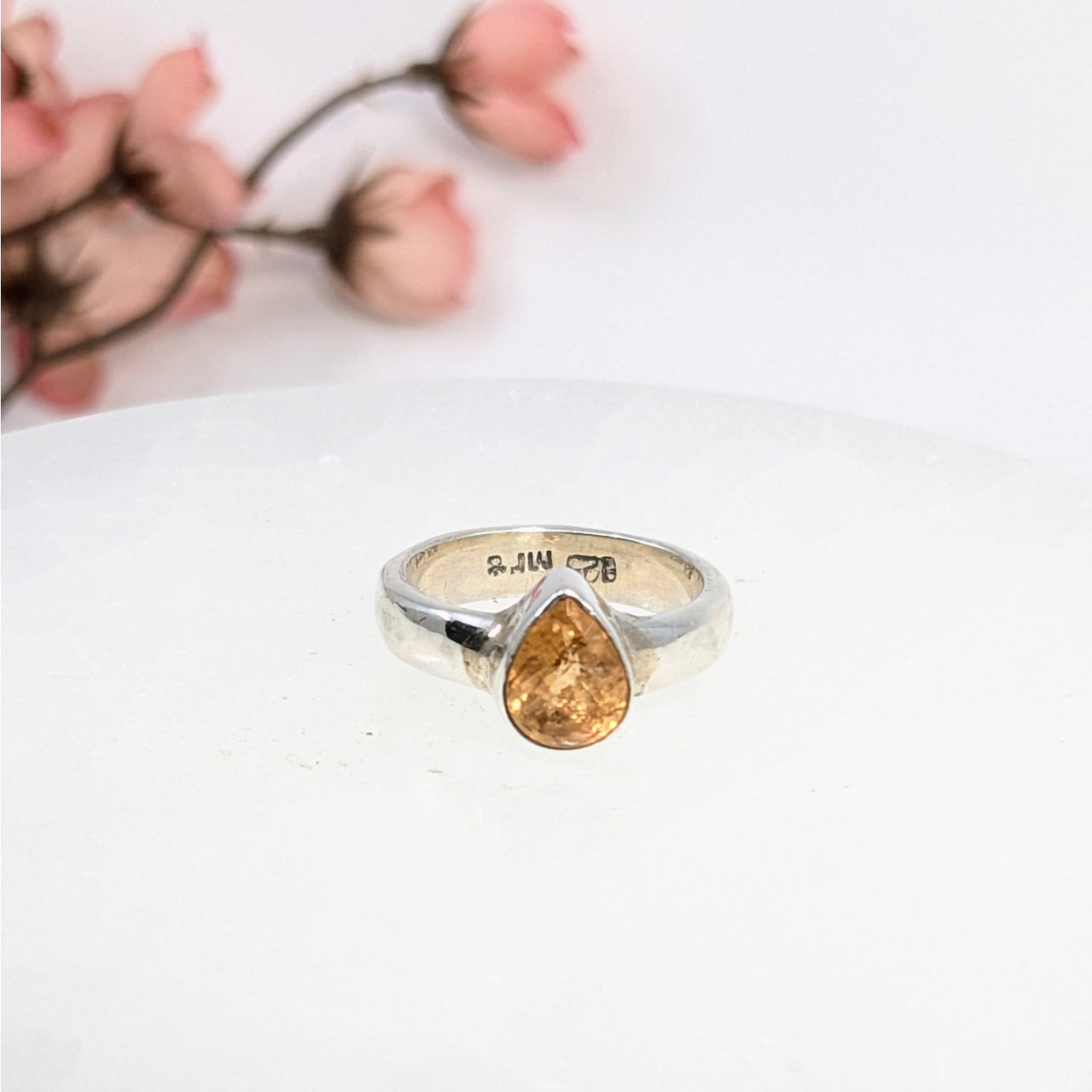 Gold Topaz Sz 4.75 Faceted S.S. Ring #LV6505 - $79