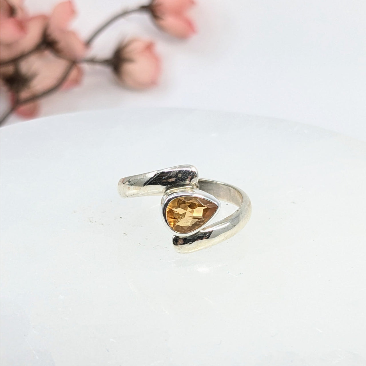 Gold Topaz Sz 7 Faceted S.S. Ring #LV6506 - $79