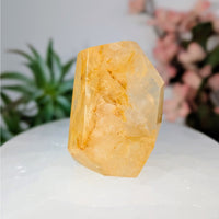 Translucent yellow crystal formation on Golden Healer 2.5-inch Quartz Geo Freeform #LV8611