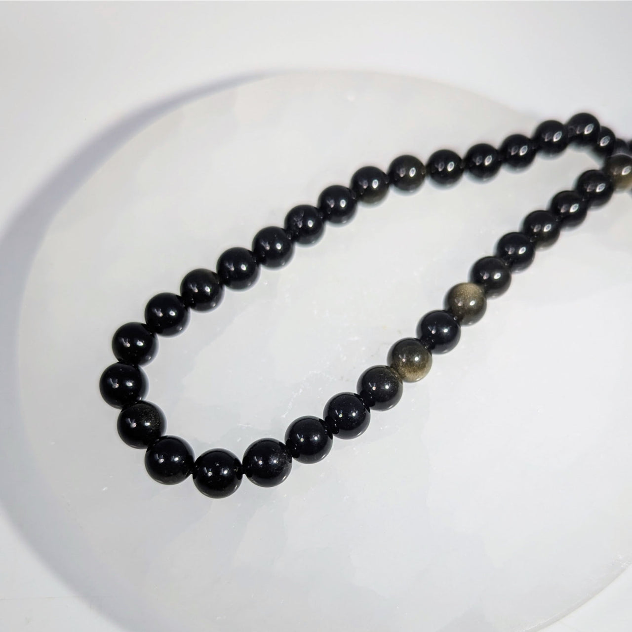 Goldsheen Obsidian 8mm Round Beads Strand #LV9438 $18