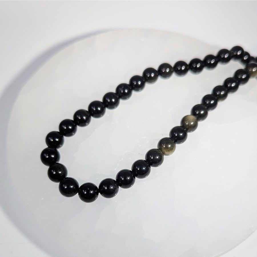 Goldsheen Obsidian 8mm Round Beads Strand #LV9438 $18