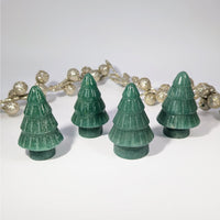 Green Aventurine 1.9’’ Christmas Tree Candle Holder Set of Four