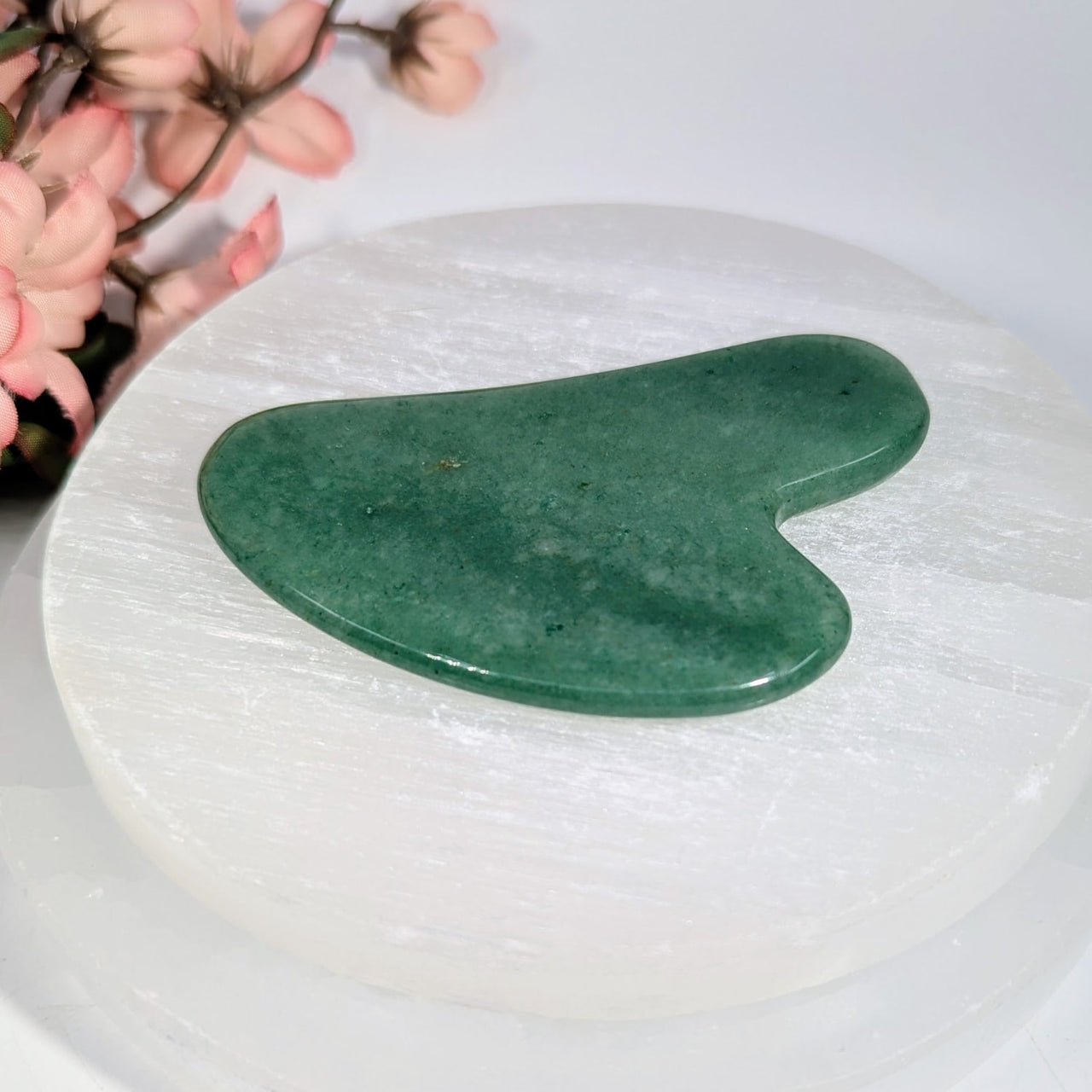 Smooth emerald-green aventurine 3.25-inch gua sha tool #BC0160