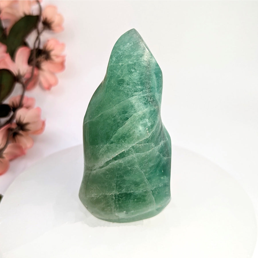 Green Fluorite flame carving on Green Fluorite 3.7 inch Flame Freeform #LV8020