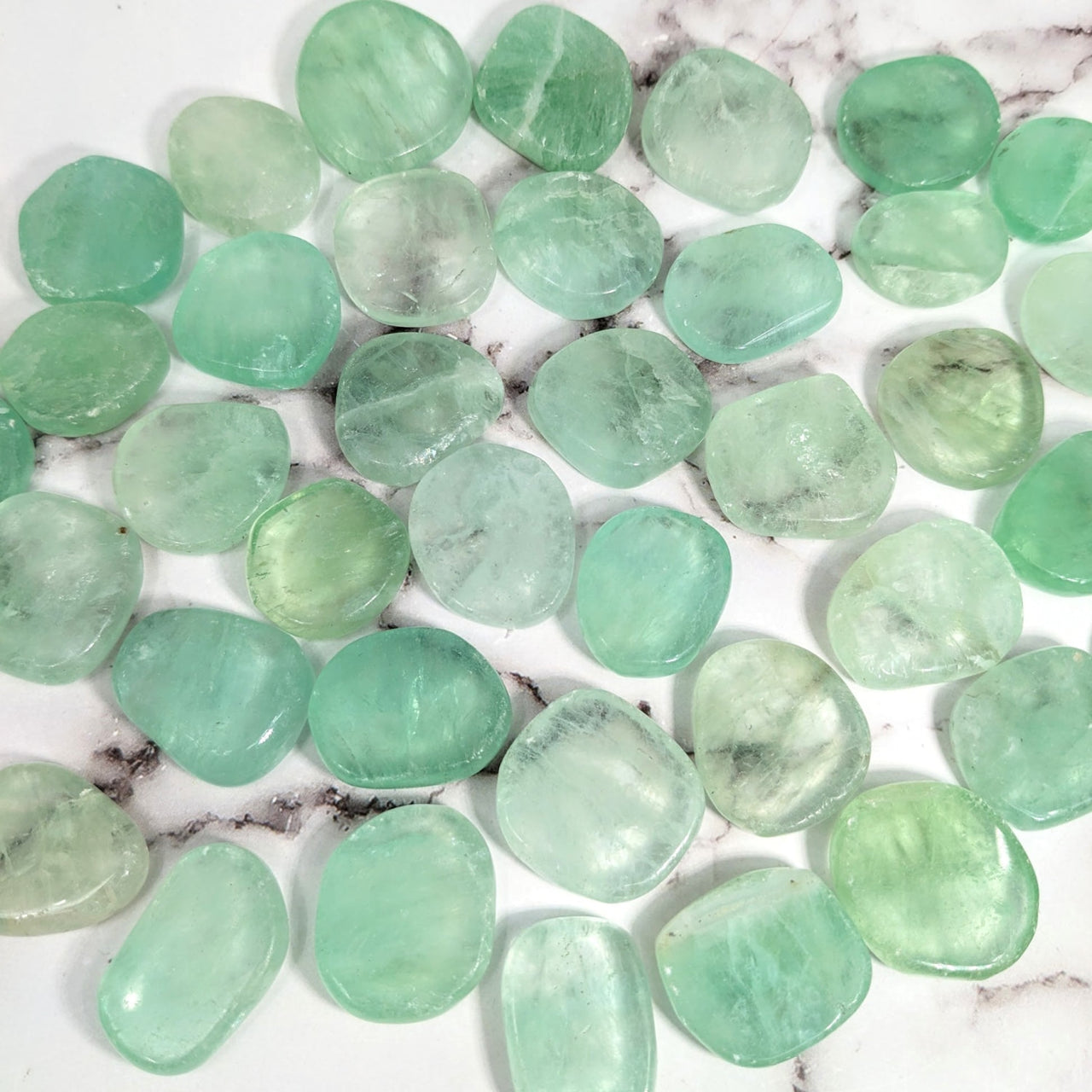 Green Fluorite Mini Palm Stone #SK9771 with glimmering green Avere Quartz from Bliss Crystals