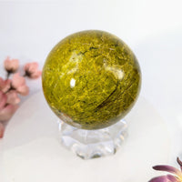Polished 2.5’’ green opal sphere #BC0365 on crystal stand