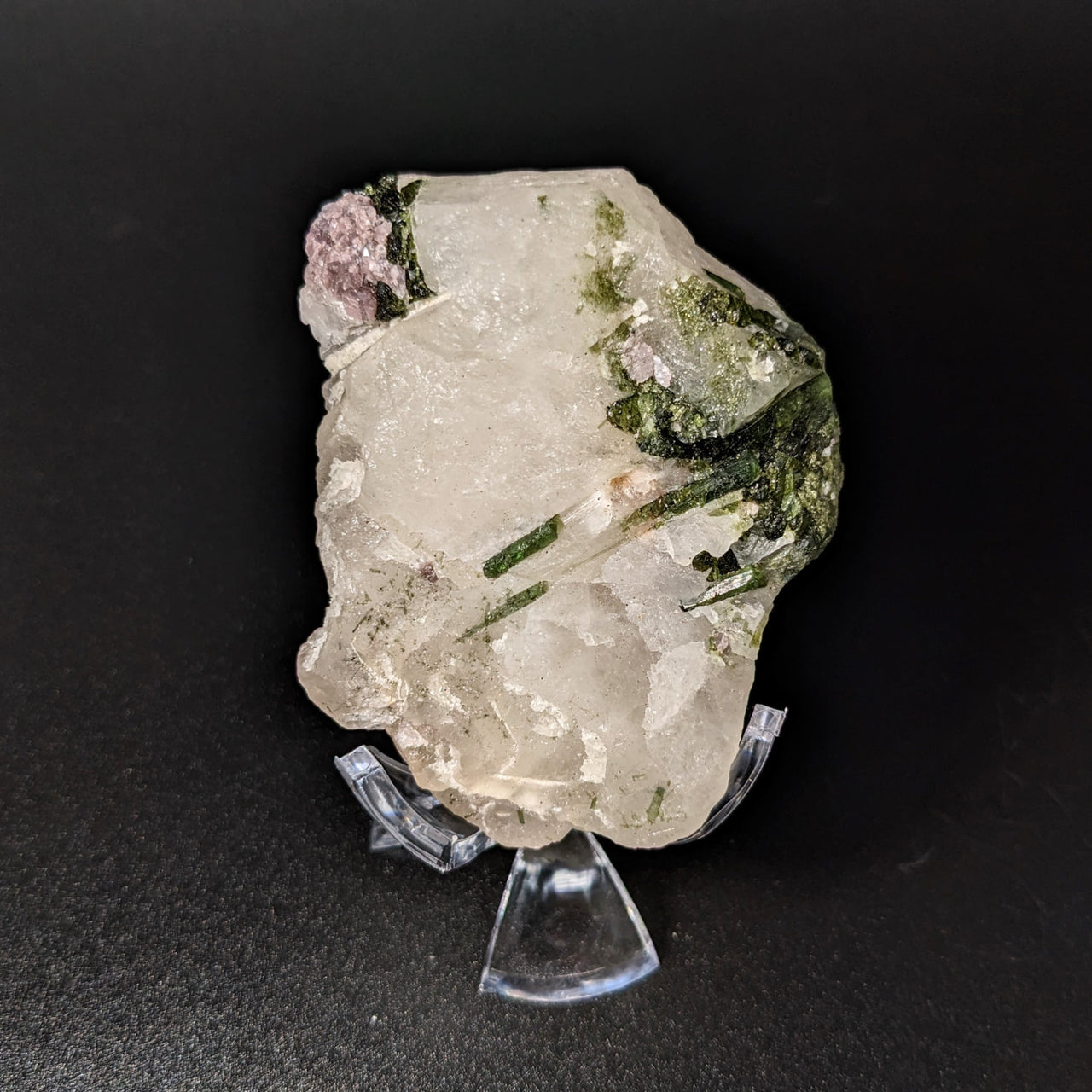 Green Tourmaline 3.2’ in Quartz Rough with Green and Pink Crystals - Product #LV3129