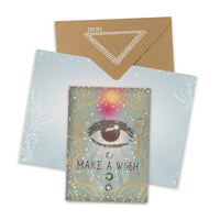 Thumbnail for Greeting card with mystical eye design and Make a Wish text and golden accents