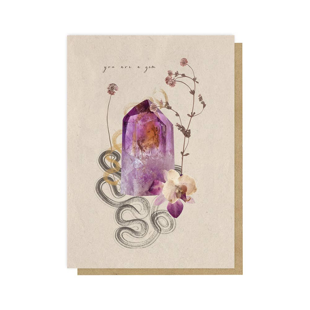 Purple crystal bottle with snake and floral elements for Greeting Card Gem W0382-F