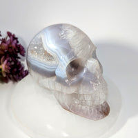 Grey Agate Druzy 4.5-inch Skull #BC0260 with Crystalline Interior
